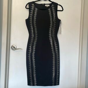 NWT Calvin Klein Black Mirror Embellished Sequined Sheath Dress Size 6